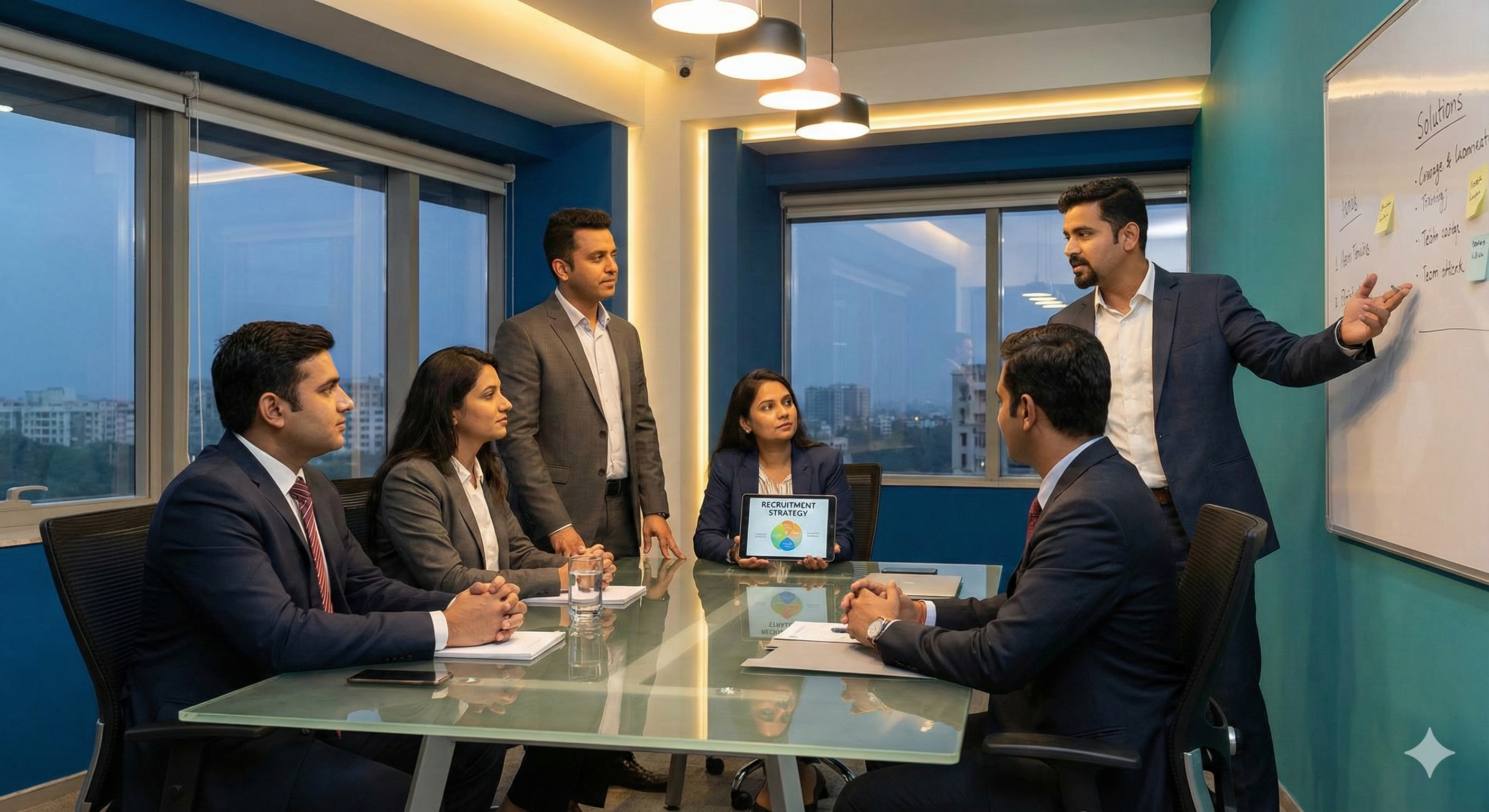 Professional recruitment team meeting